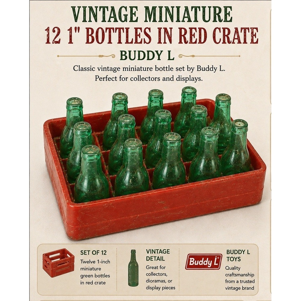 Vintage Buddy L Japan Plastic Toy Accessory 12 Green Pins Red Base Miniature